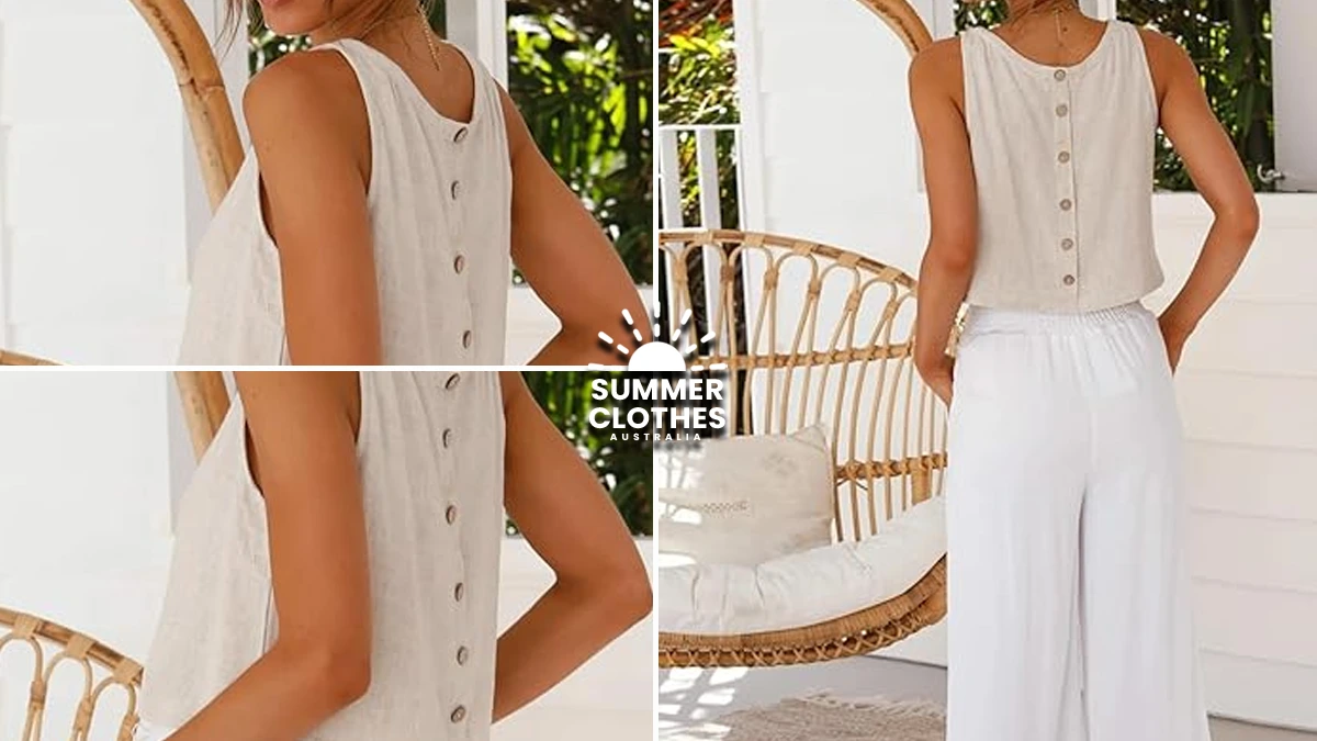 IDEALSANXUN Linen Crop Tank Top