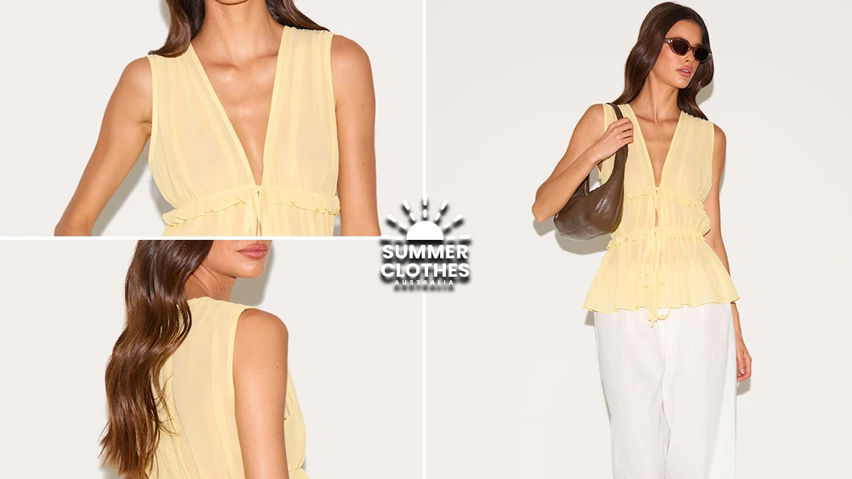 Lemon Chiffon Tie Front Top