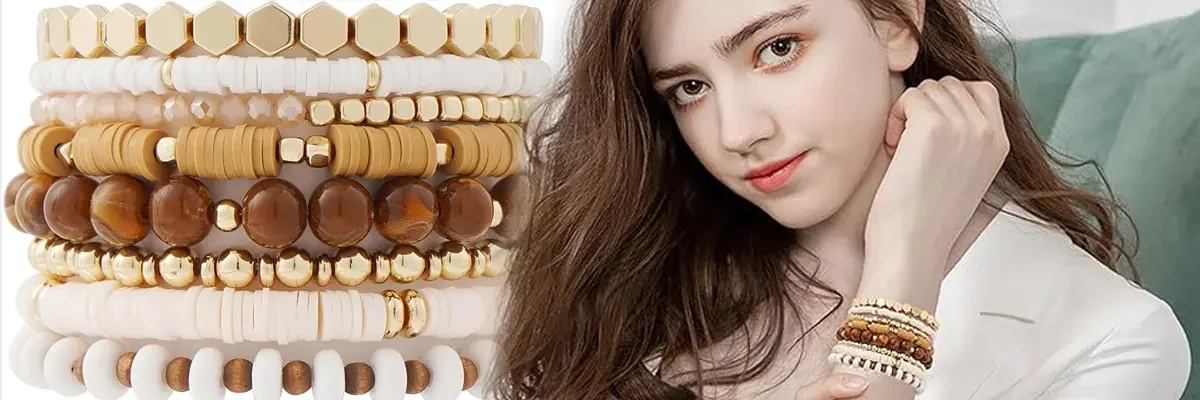 Product Details of GOOJIDS Surfer Heishi Clay Bead Bracelets