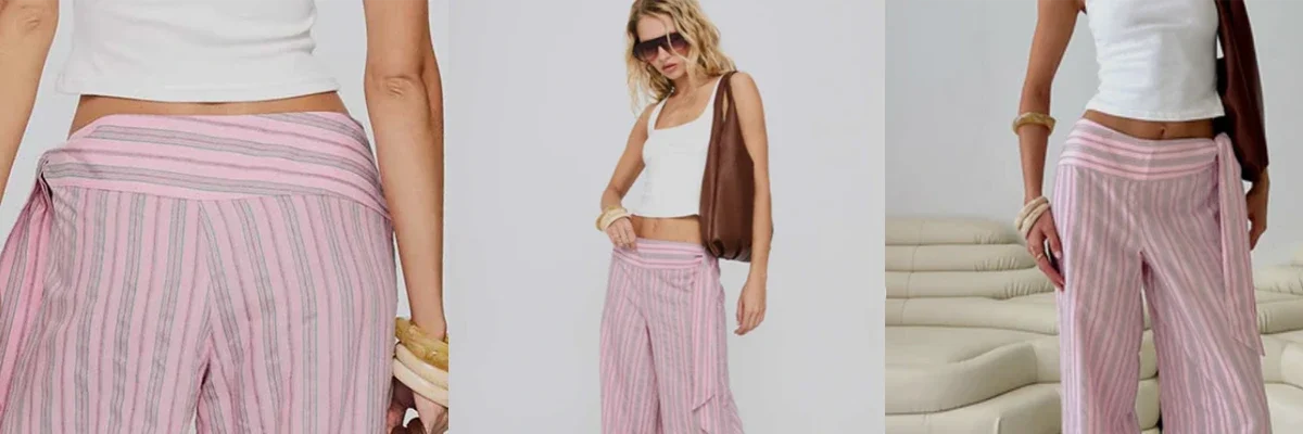 Wave dancer tie pant pink stripe 1