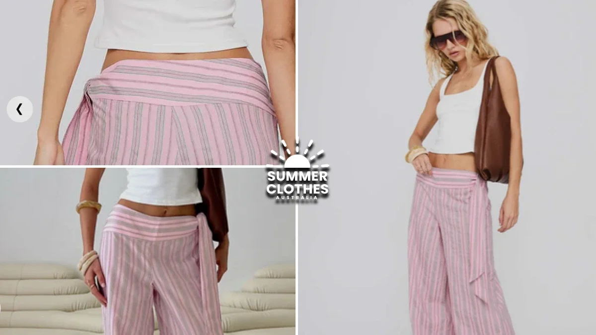 Wave dancer tie pant pink stripe