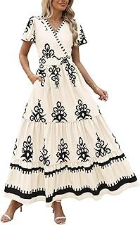 Womens Summer Clothes Casual V Neck Dress