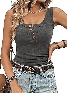 Womens Summer Clothes Ribbed Sleeveless Tank Tops
