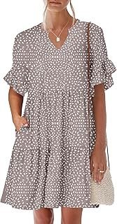 Womens Summer Clothes Ruffle Short Sleeve Dress